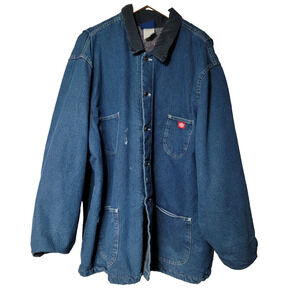 Dickies Denim Barn Chore Work Jacket Coat Sz 4XL Blanket Lined *PAINT* VTG 90's